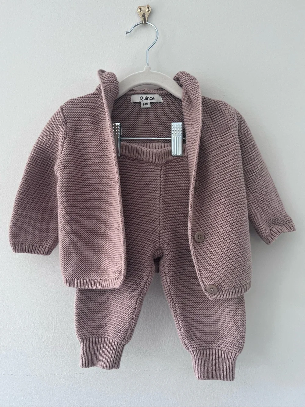 Quince | 100% Organic Cotton Sweater Set in Oatmeal | 3-6 months